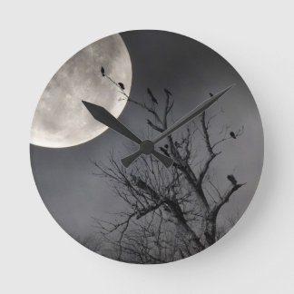 Grey Night And Crows Round Clock