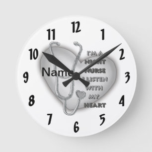 Grey Night Nurse Heart clock