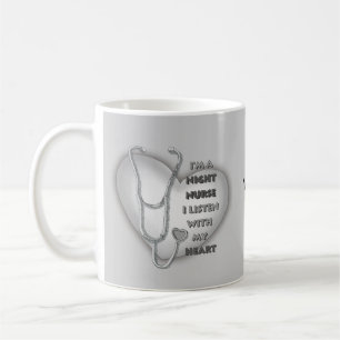 Grey Night Nurse Heart  mug