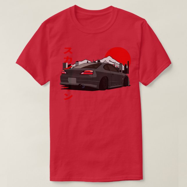 Grey Nissan Silvia S15 Back View T-Shirt (Design Front)