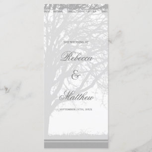 Grey Oak Tree Winter Wedding Program Programme