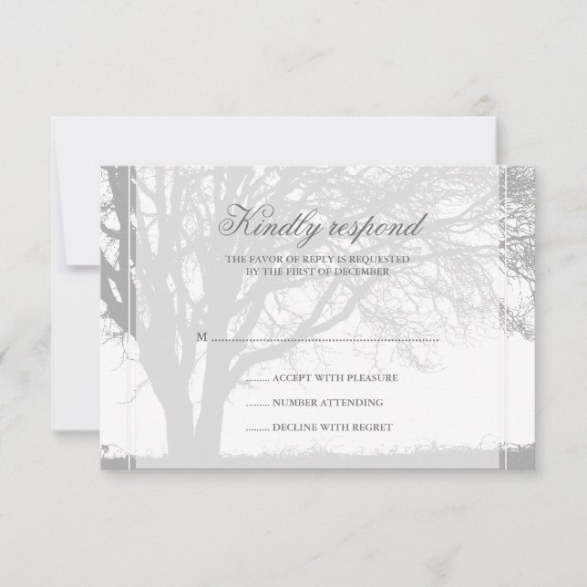 Grey Oak Winter Wedding Response Card (Front)