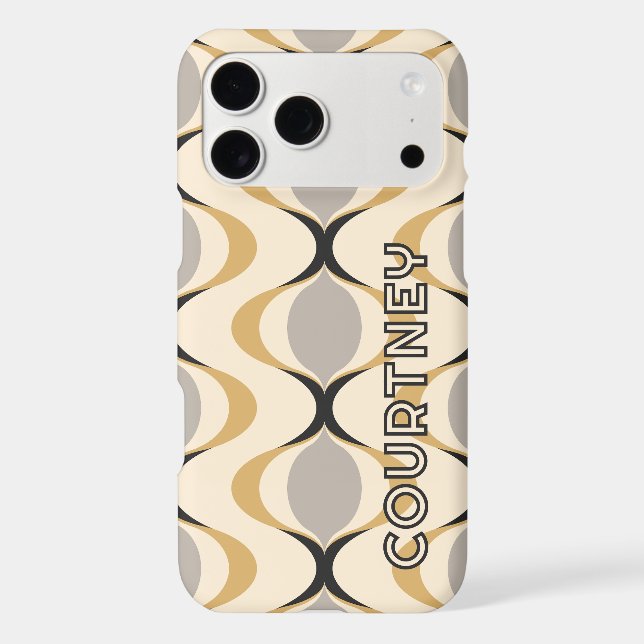 Grey Ochre Mustard Yellow Ivory Ogee Wave Pattern (Back)