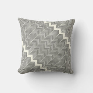 Grey & Off White Arrow Herringbone Pattern Cushion