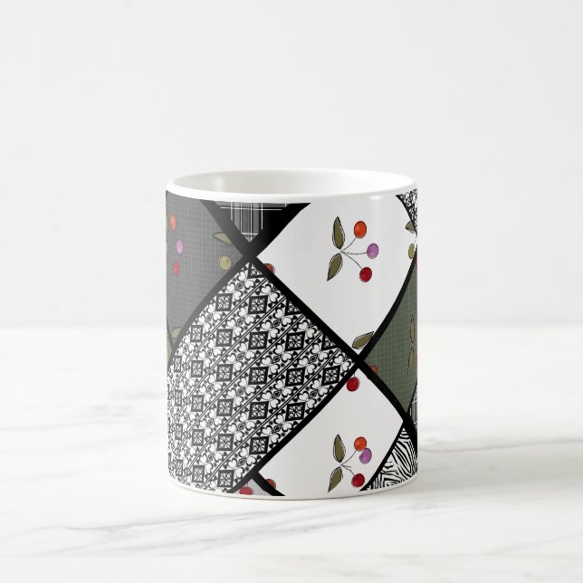 Grey Olive rustic patchwork pattern Coffee Mug (Center)