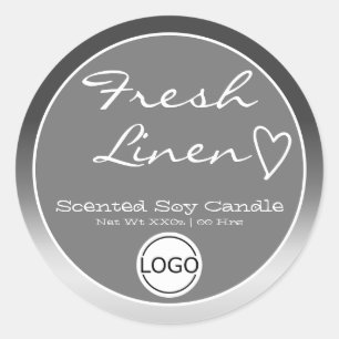Grey Ombre Circle Logo Template Soy Candle Label