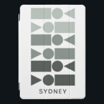 Grey Ombre Geometric Shapes Custom Monogram Name iPad Pro Cover<br><div class="desc">Add a modern touch to your device with this personalised iPad cover, featuring a sleek geometric design in stylish grey tones. Customised with the name "Sydney, " this cover offers a unique, contemporary look that’s both stylish and functional. The bold shapes and minimalist colour palette make it a standout accessory,...</div>