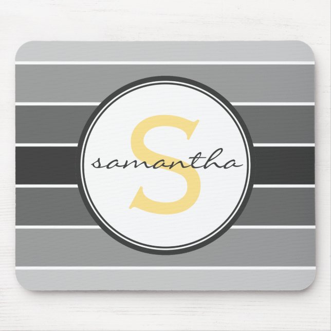 Grey Ombre Monogram Mouse Mat (Front)