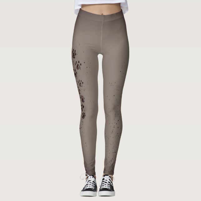 Grey Ombre Paw Print leggings (Front)