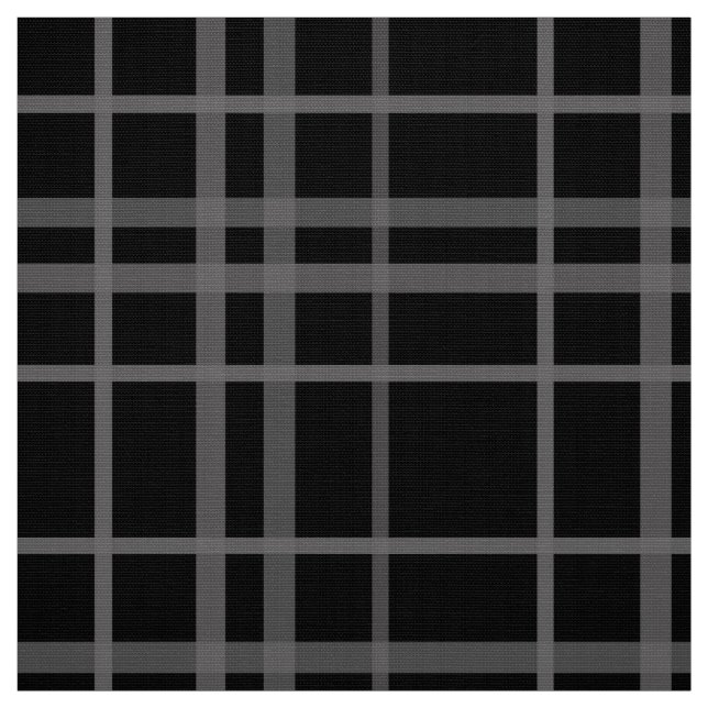 Grey On Black Tartan Plaid Pattern Design  Fabric (Swatch)