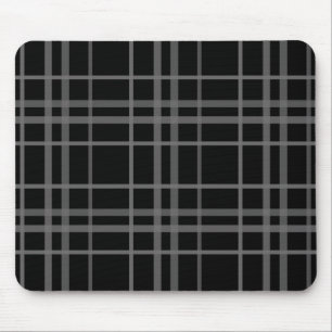 Grey On Black Tartan Plaid Pattern Design Mouse Mat