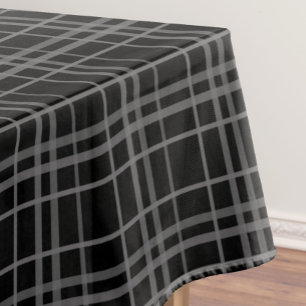 Grey On Black Tartan Plaid Pattern Design  Tablecloth