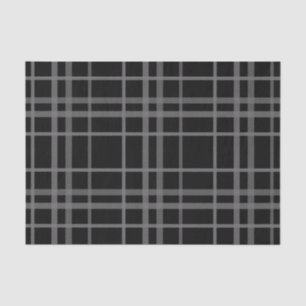 Grey On Black Tartan Plaid Pattern Design Tissue Paper