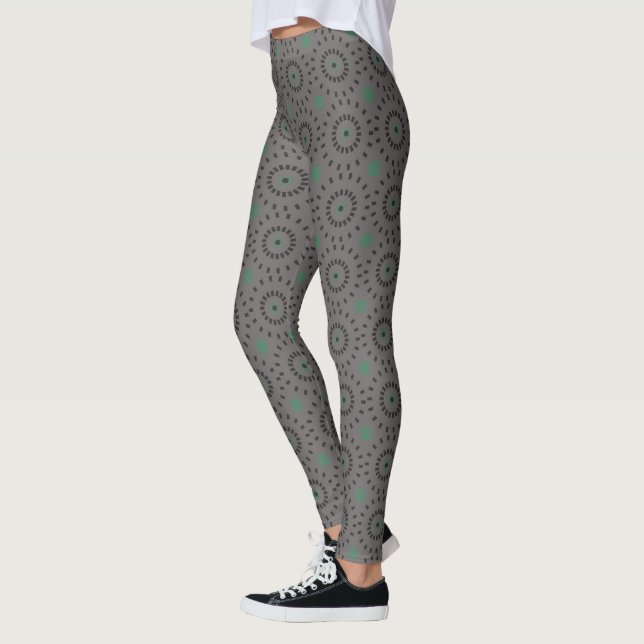 Grey on Grey Circles Pattern Lovely Leggings (Left)