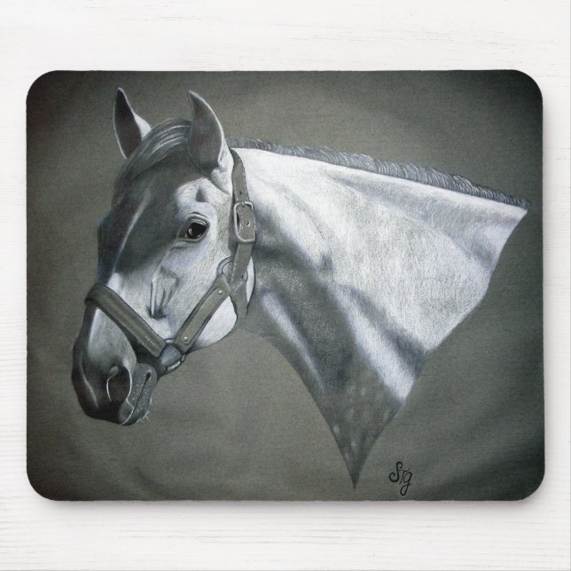 Grey on Grey Equine Art Mouse Mat (Front)