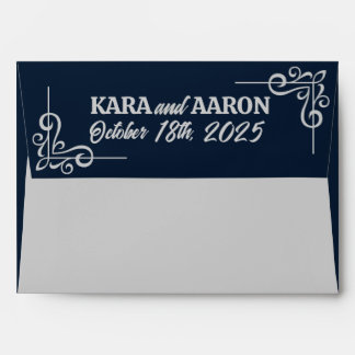 Grey on Slate Blue Edwardian Wedding Envelope