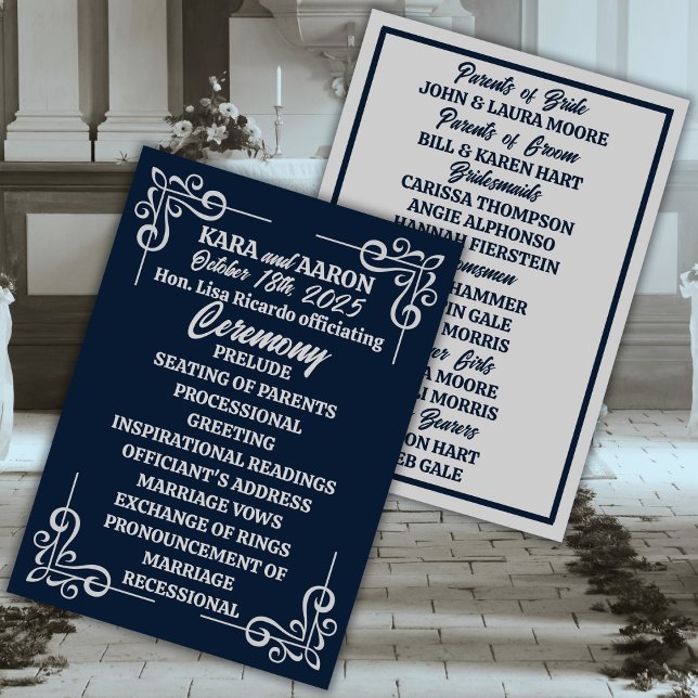 Grey on Slate Blue Edwardian Wedding Programme (Creator Uploaded)