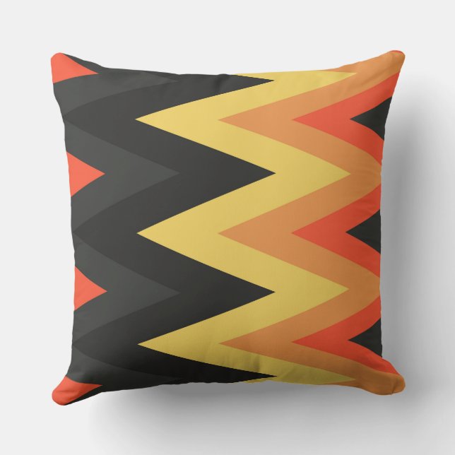 grey, orange and yellow chevron Pattern Cushion (Back)