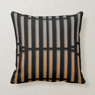 Grey, orange & black lines abstract throw pillow