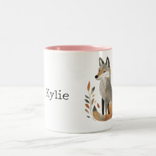 Grey Orange Fox Two-Tone Coffee Mug