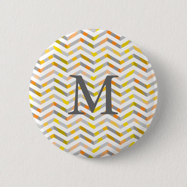 Grey Orange Layered Chevron 6 Cm Round Badge (Front)