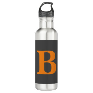 Grey orange modern monogrammed professional 710 ml water bottle