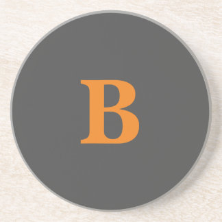Grey orange modern monogrammed professional coaster