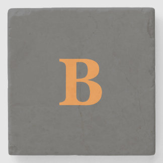 Grey orange modern monogrammed professional stone coaster