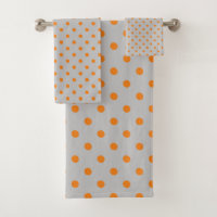 Grey Orange Polka Dot