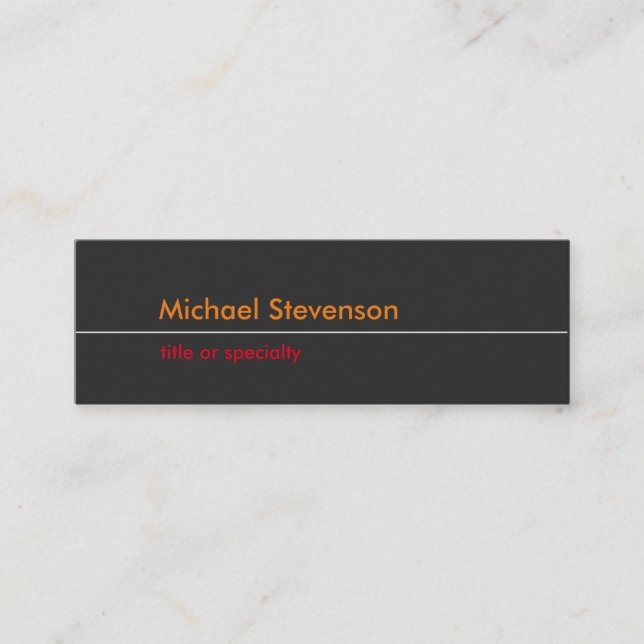 Grey Orange Red Slim Trend Standard Business Card (Front)