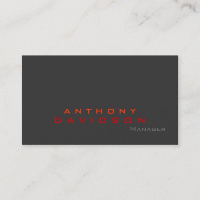 Grey orange red trendy business card (Front)