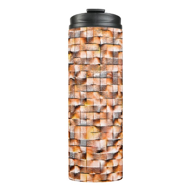 Grey orange rough ceramic tile with flaws, digital thermal tumbler (Front)
