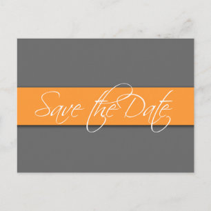 Grey Orange Save the Date Postcards Wedding