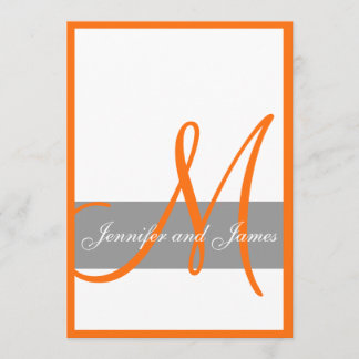 Grey Orange Wedding Invitation | Monogram Names