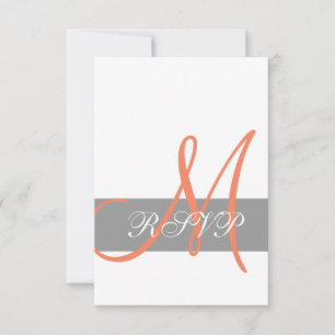 Grey Orange Wedding RSVP Card   Monogram Names