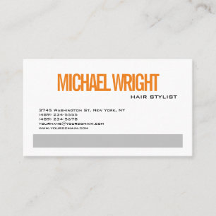 Grey Orange White Modern Plain Simple Minimalist Business Card