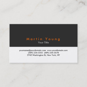Grey Orange White Professional Business Card