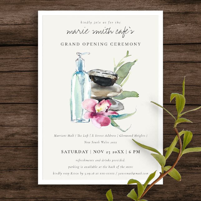 Grey Orchid Stone Spa Salon Grand Opening Invite (Creator Uploaded)