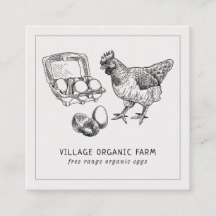 Grey Organic Free Range Egg Farm Square Business Card