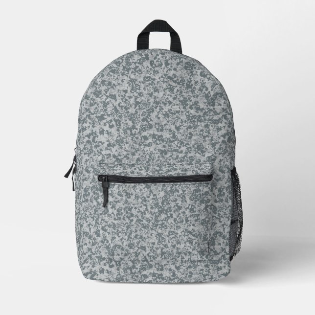 Grey Organic Stone Texture Seamless Pattern Printed Backpack (Front)