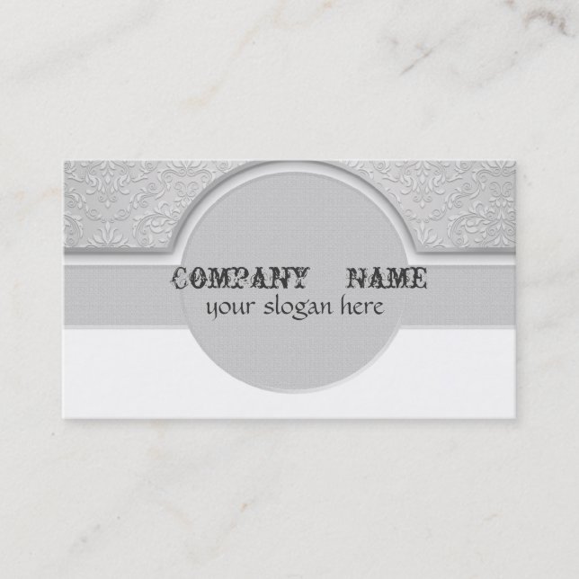 Grey Oval Elegant Business Cards (Front)