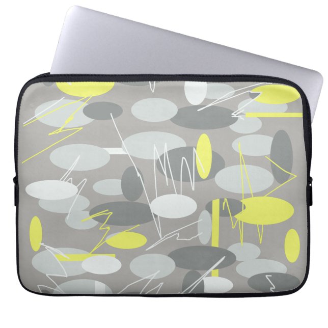 Grey Oval Spots Pattern Computer Laptop Sleeve (Front)