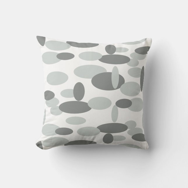 Grey Oval Spots Pattern Cushion Pillow (Front)