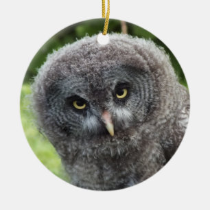 GREY OWL   CERAMIC TREE DECORATION