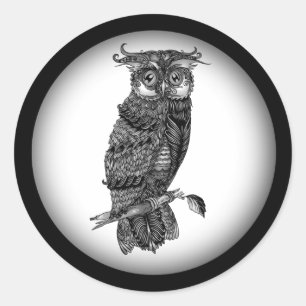 Grey Owl Classic Round Sticker