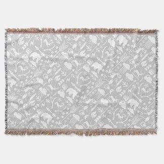 Grey Owl Moon Clouds Bear Deer Lodge Boys Throw Blanket