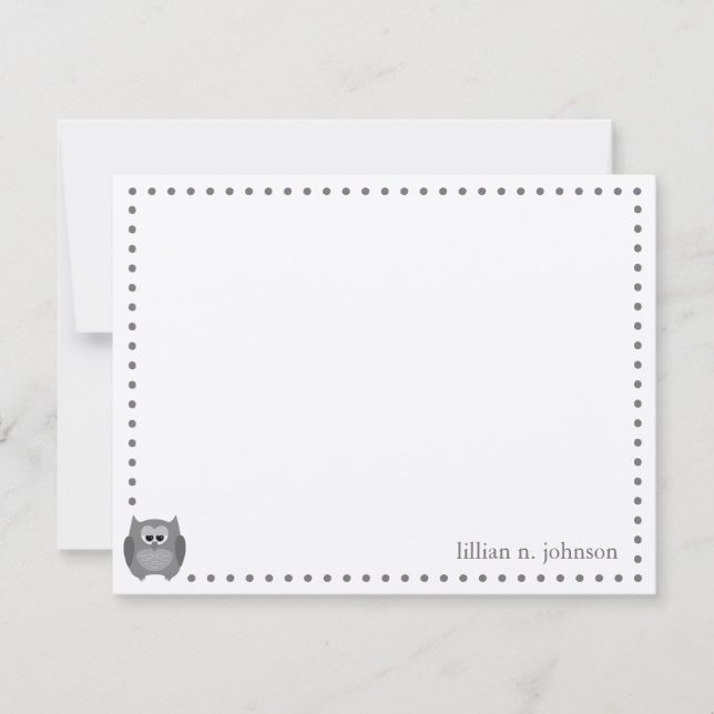 Grey Owl Personalised Note Card (Front)