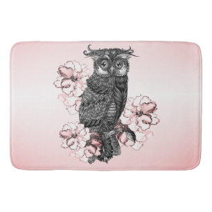 Grey Owl Pink Orchids Bath Mat