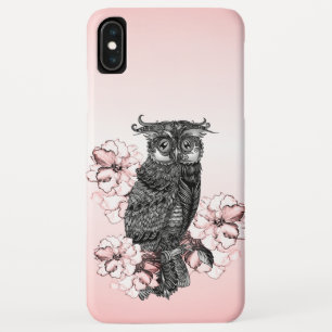 Grey Owl Pink Orchids iPhone XS Max Case