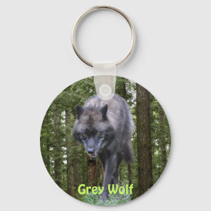 GREY PACK WOLF & FOREST Nature Collection Key Ring